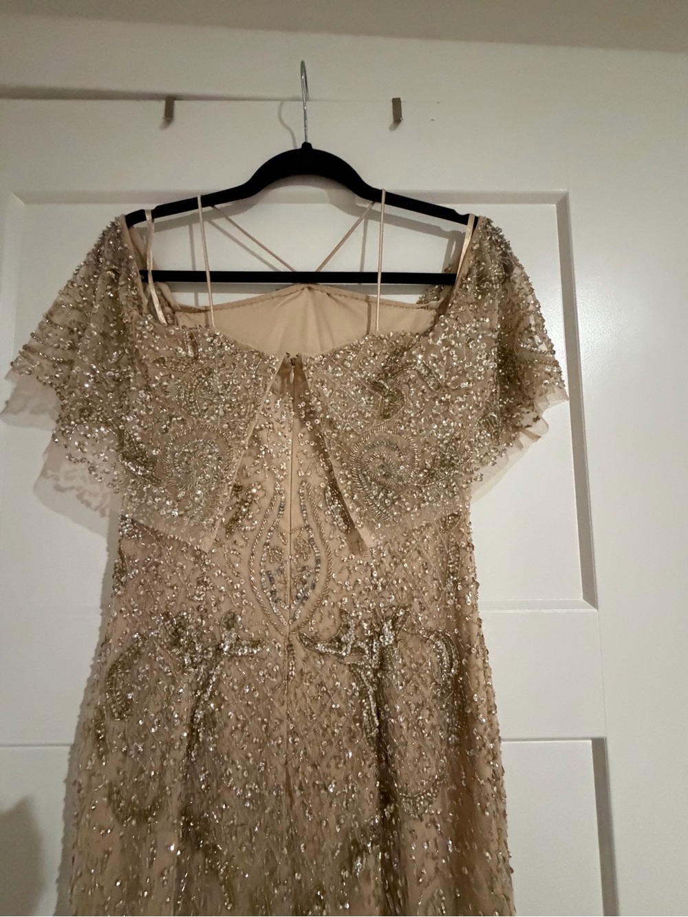 Aidan Mattox One-Shoulder Gold Beaded Evening Gown - Picture 4 of 7
